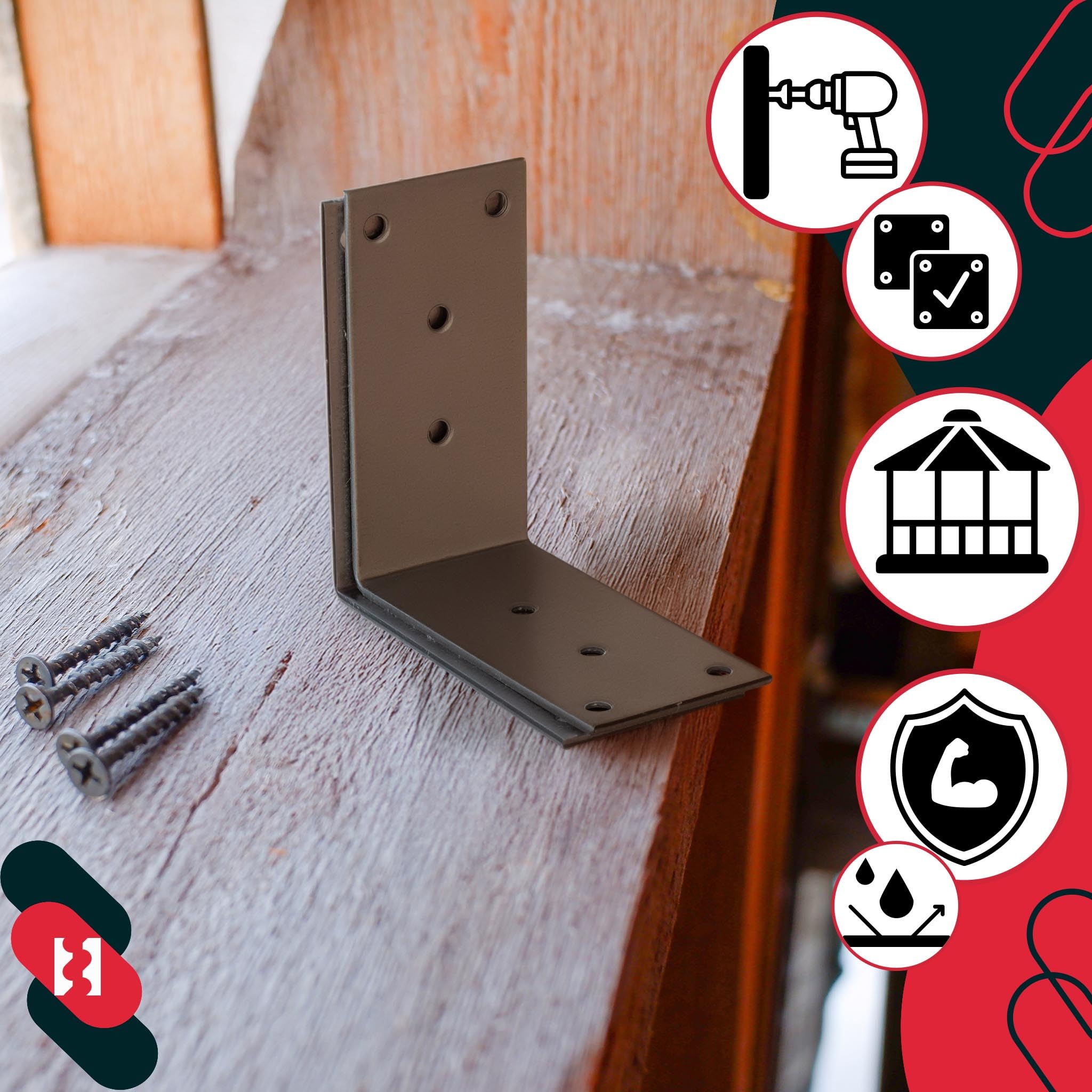 KOTARBAU® 100er Set Winkelverbinder - Schwerlastwinkel - 80 x 80 x 40 mm - verzinkter Stahl - Winkel - Stahlwinkel - Stabil - Langlebig - Balkenverbinder - Silber