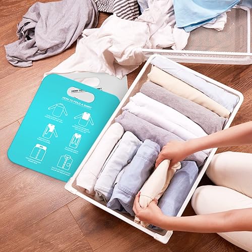 Miniatura 9 de Cabilock Juego de 2 tablas plegables para camisas, carpetas de ropa portátiles para camisetas de adultos, organizador de lavandería fácil para