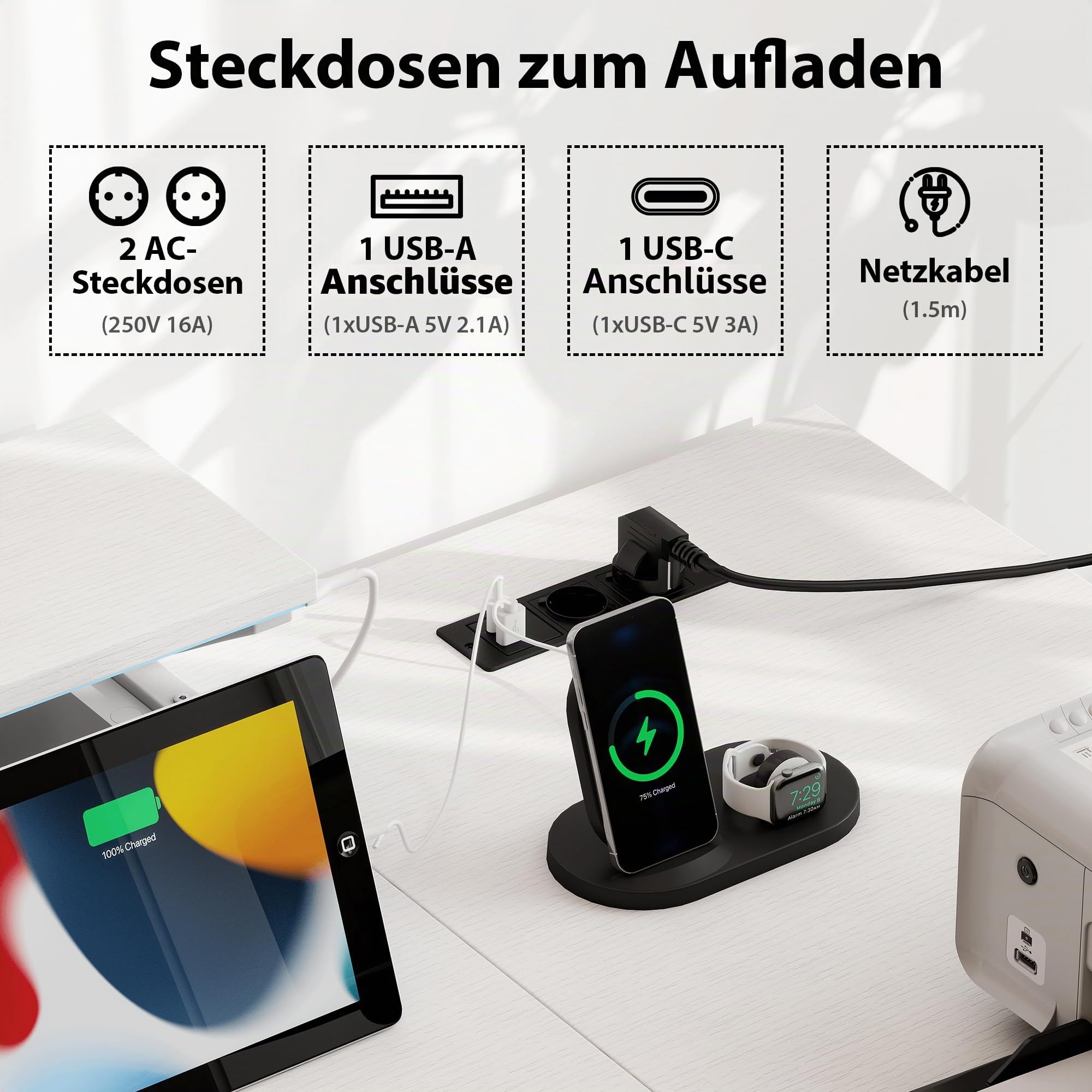 L-Förmiger Schreibtisch mit Tastaturauszug Gamingtisch (Weiß)