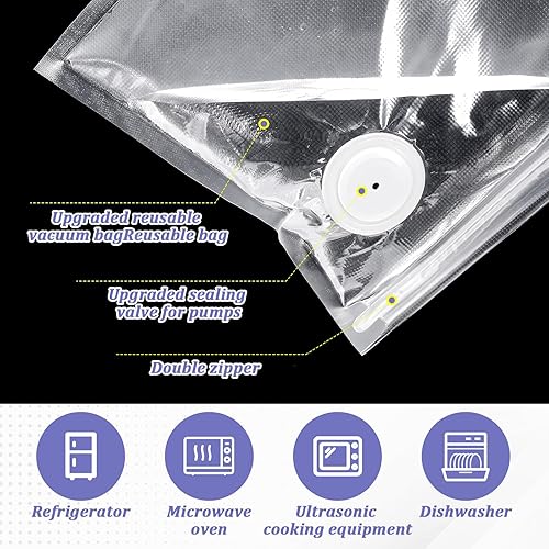 Miniatura 7 de Paquete de 40 bolsas selladoras al vacío, bolsas de sellado al vacío para válvulas de aire, bolsa de sellado al vacío para guardar alimentos, bolsas