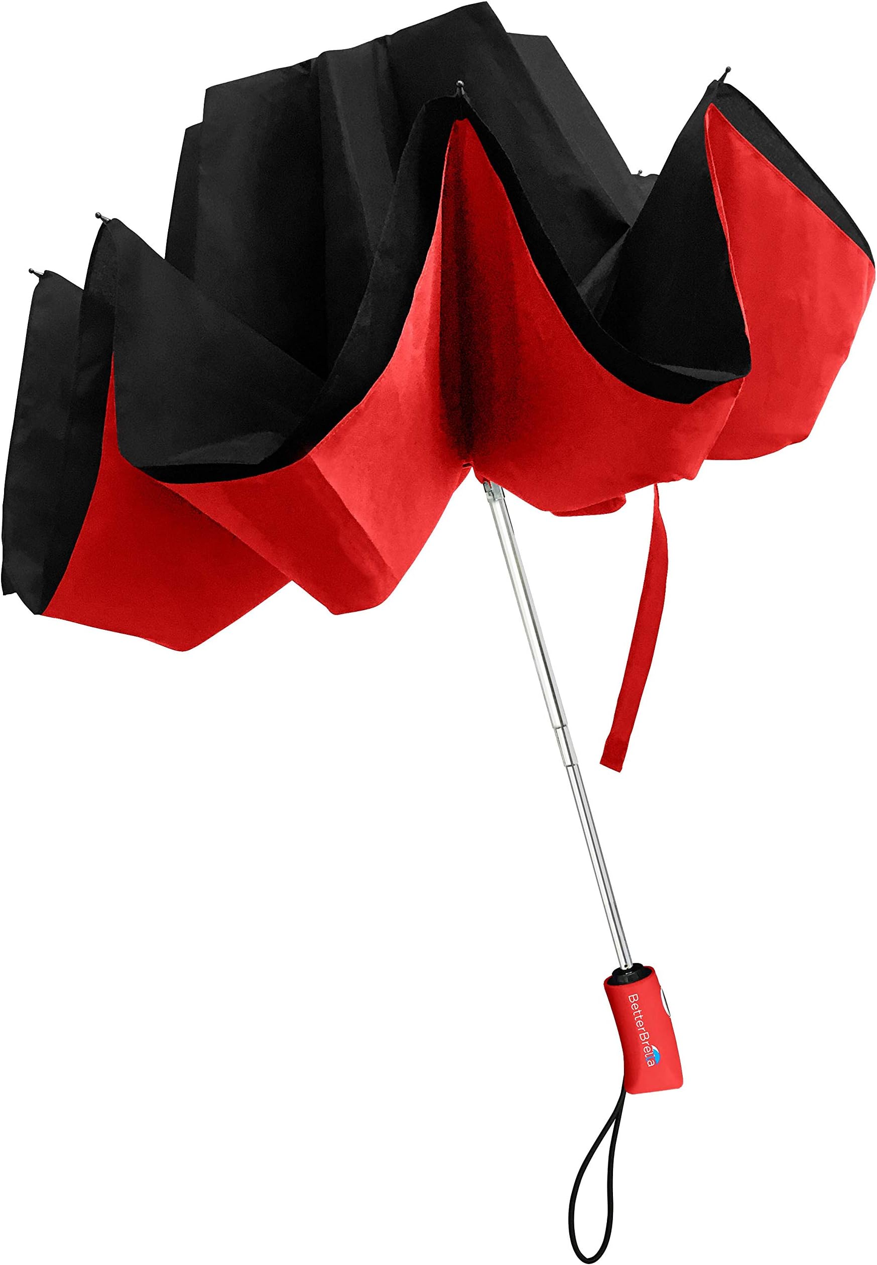 BetterBrellaTravelbrella by BetterBrella Windproof Travel Umbrella Portable Light Compact Collapsible Folding Umbrella 40.5" Wide Canopy with Automatic Open Close Button Backpack Umbrella for Men and Women (Red)