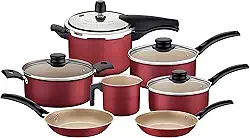 Jogo De Panelas Tramontina Turim Em Alumínio Com Revestimento Interno E Externo De Antiaderente Starflon Max Vermelho 7 Peças