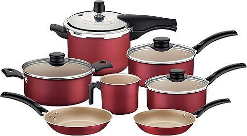 Jogo De Panelas Tramontina Turim Em Alumínio Com Revestimento Interno E Externo De Antiaderente Starflon Max Vermelho 7 Peças