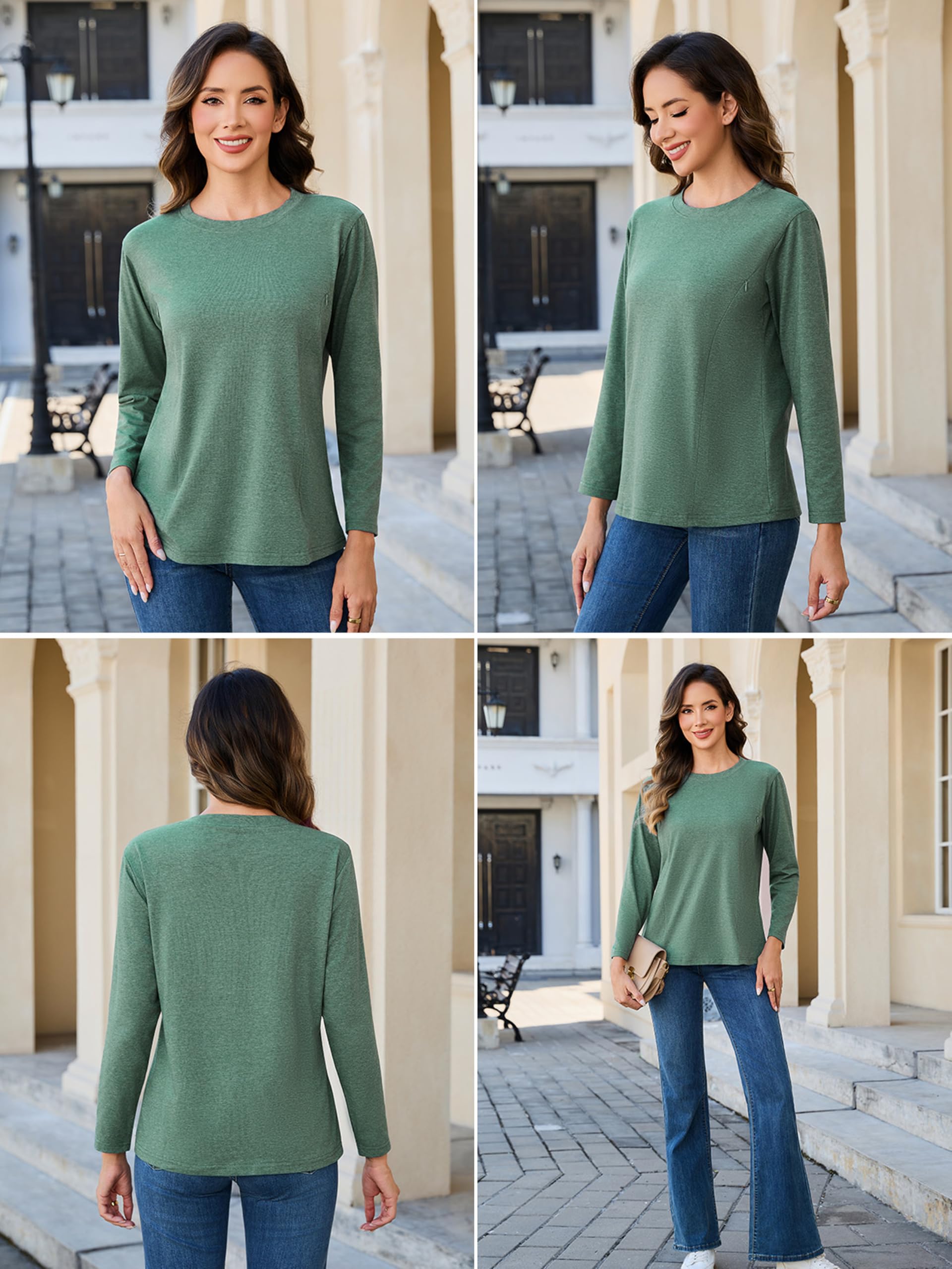 Lot de 3 t-shirts d'allaitement à manches longues pour femme enceinte avec fermeture éclair
