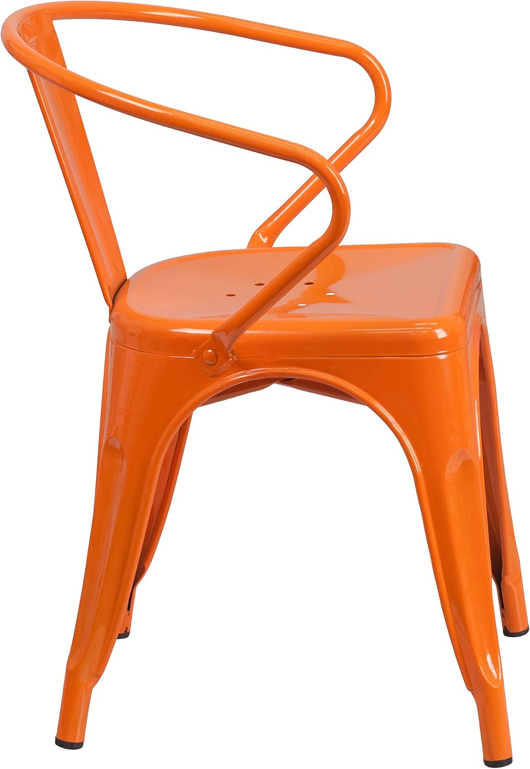 Flash Furniture Roy Commercial Grade 4 Pack Orange Metal Indoor-Outdoor Chair with Arms