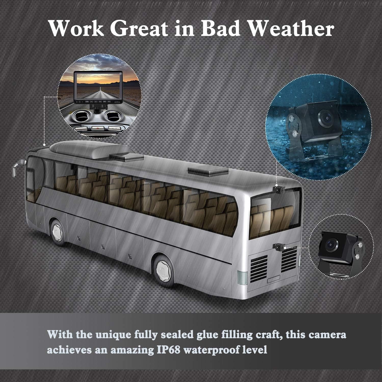 Authentic Crazy Deals Backup Camera System with Video Recording, 9'' IPS HD Split Monitor + 2 Upgraded 1080P Night Vision IP68 Waterproof Rear View Camera Kit for Bus, Truck, RV, Trailer, Motorhome, Camper