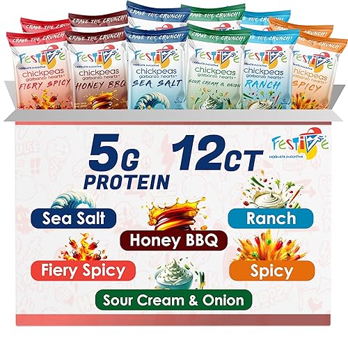 Miniatura 11 de Feel Festive - Paquete múltiple de 12 granos de garbanzo con queso nacho y garbanzo, crujientes y equilibrados sin macro nueces, sin OMG, veganos