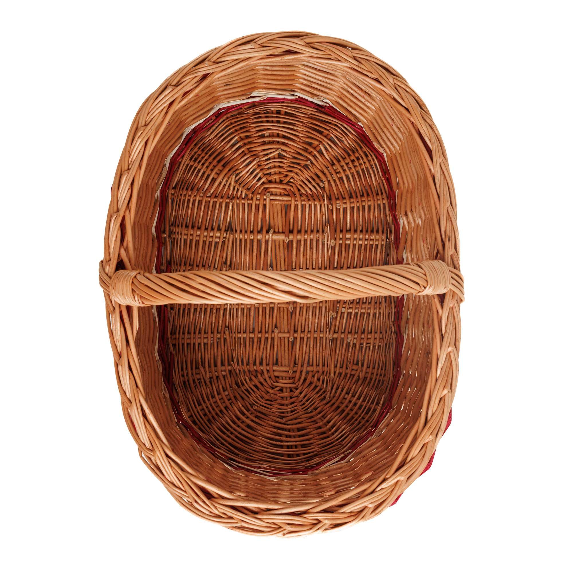 BOGATECO Cestino in vimini naturale con maniglia, grande cestino per la spesa 45 x 30 x 23, tessuto a mano, disponibile in quattro colori, cestino portaoggetti, carrello | rosso