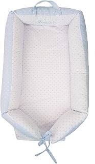 Cama nido bebe baby nest PERSONALIZADO CON NOMBRE BORDADO reversible y desenfundable para recién nacido. Varios modelos disponibles (Estrellas Celeste)