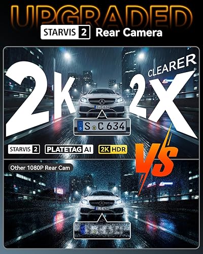 Miniatura 5 de IIWEY Cámara de tablero 4K de 3 canales, triple STARVIS 2 sensores (IMX678 frontal, IMX675 cabina y trasera), 4K+2K+1080P HDR, visión nocturna 3.0,