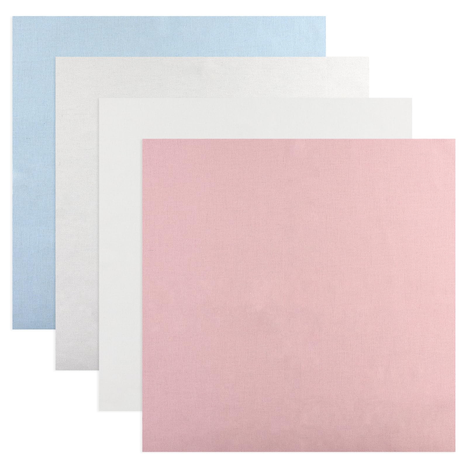 Hxmjied White, Pink, Blue, Beige 4 Pcs Needlework Embroidery Fabric, 50X50cm Natural Linen, Cross Stitch & Diy Decoration