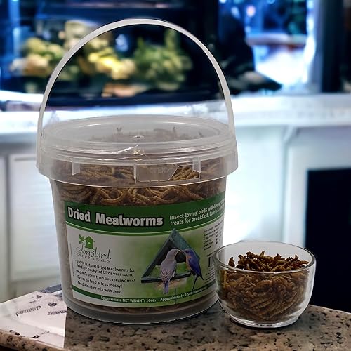 Vista 20 de Songbird Essentials Gusanos de harina secos para aves silvestres, gusanos de harina 100% naturales para pollos, pájaros azules, reptiles y patos