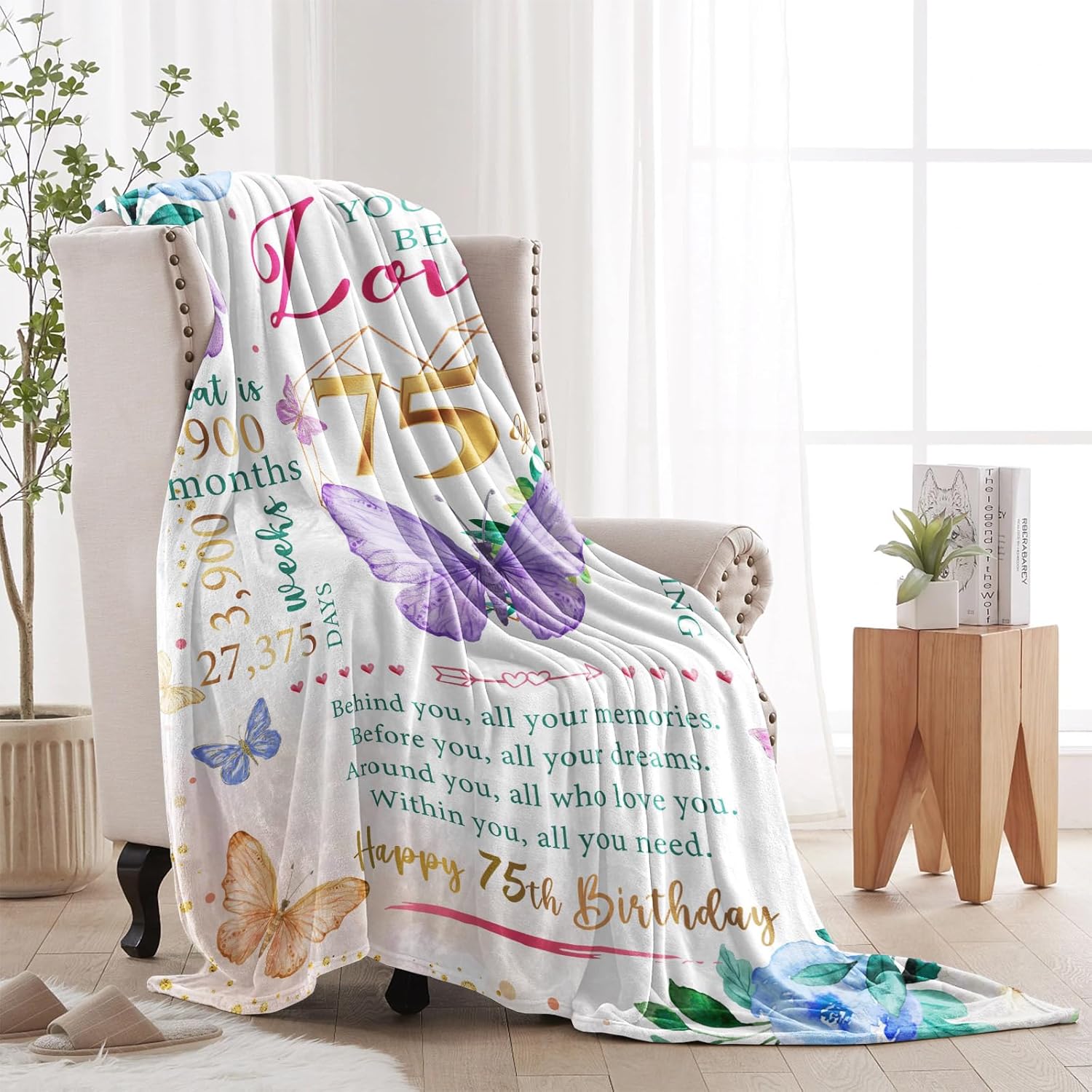 75th Birthday Gifts for Women, Gifts for 75 Year Old Woman, 75 Year Old Birthday Present for Women, 1951 Bday Present for Woman, 75th Bday Decorations for Female Throw Blanket 50"X60" - Image 7