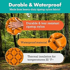 Sleepingo Inflatable Mat for Camping - Pack of 2 - Ultralight Sleeping Pad for Camping and Backpacking - Compact Air Mattress - Camping Mat with Tear-Resistant Ripstop Nylon - 73.5 x 21.5 - Orange