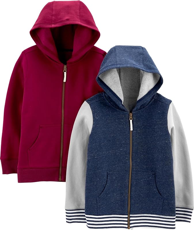 Simple Joys by Carter's Paquete de 2 sudaderas con capucha y cremallera completa para bebés niños