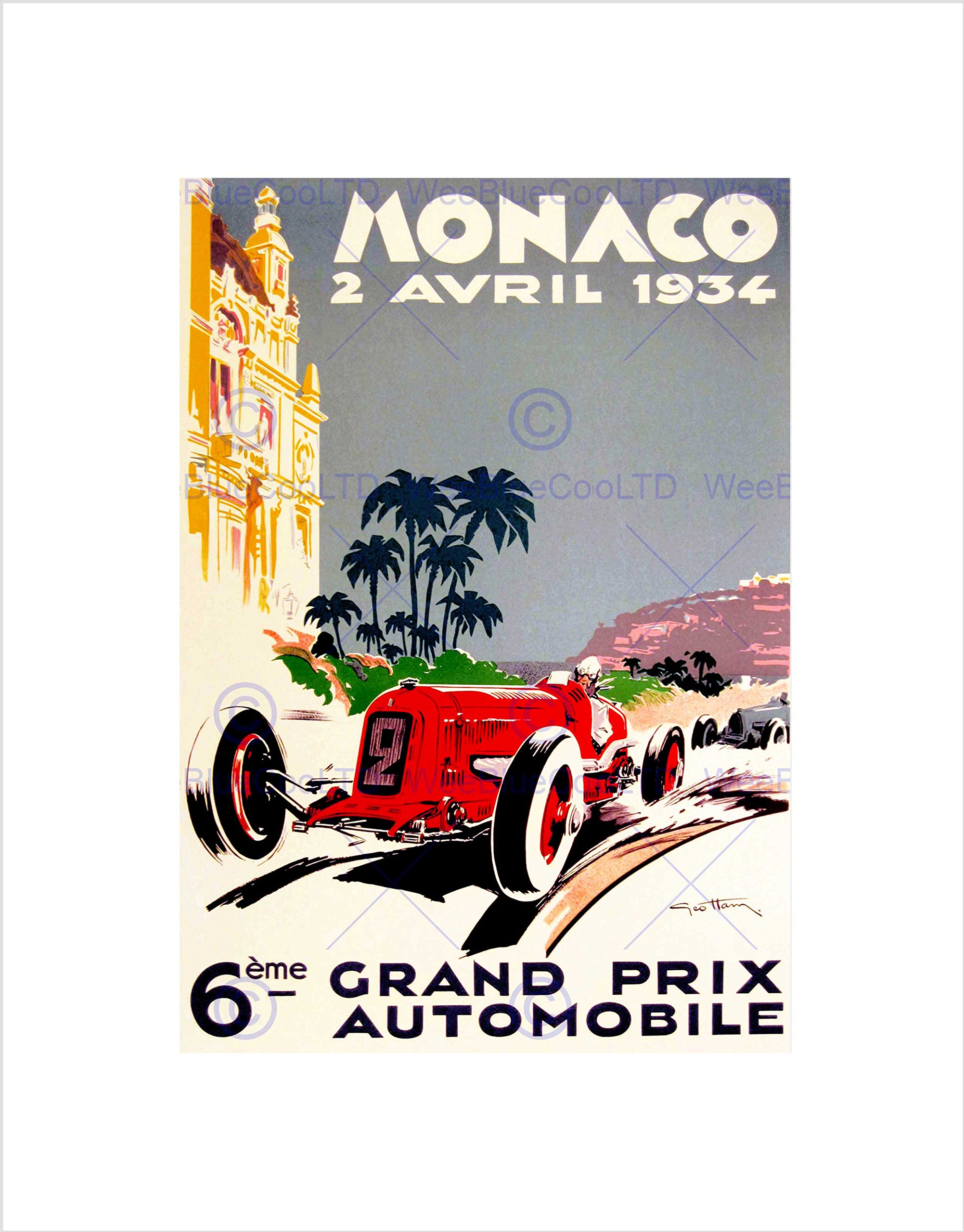 Wee Blue Coo Vintage Advert Transport Grand Prix Monaco New Wall Art Print