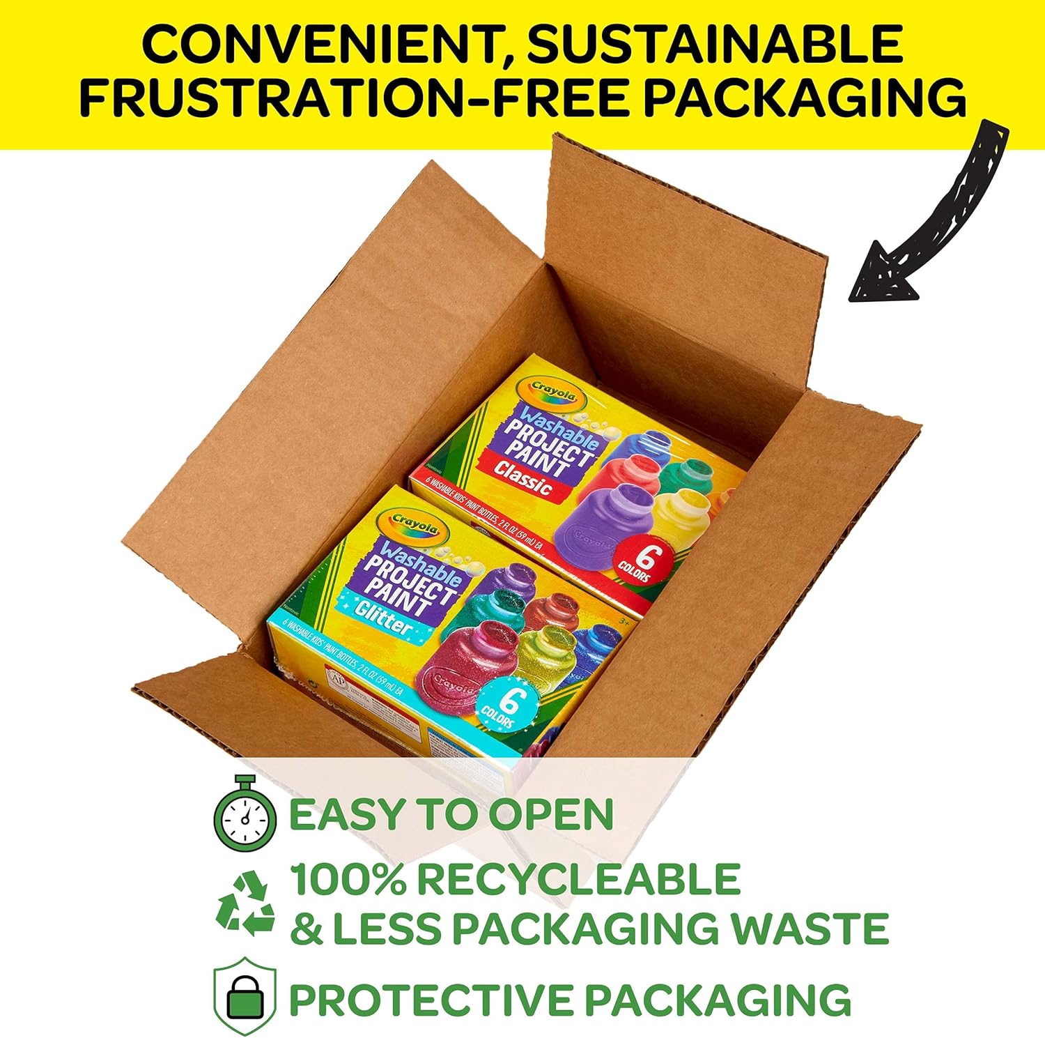 Crayola Washable Kids Paint Set, 12 Ct, Back To School Craft Supplies, Classic and Glitter Paint, Preschool [ Exclusive] : Toys & Games