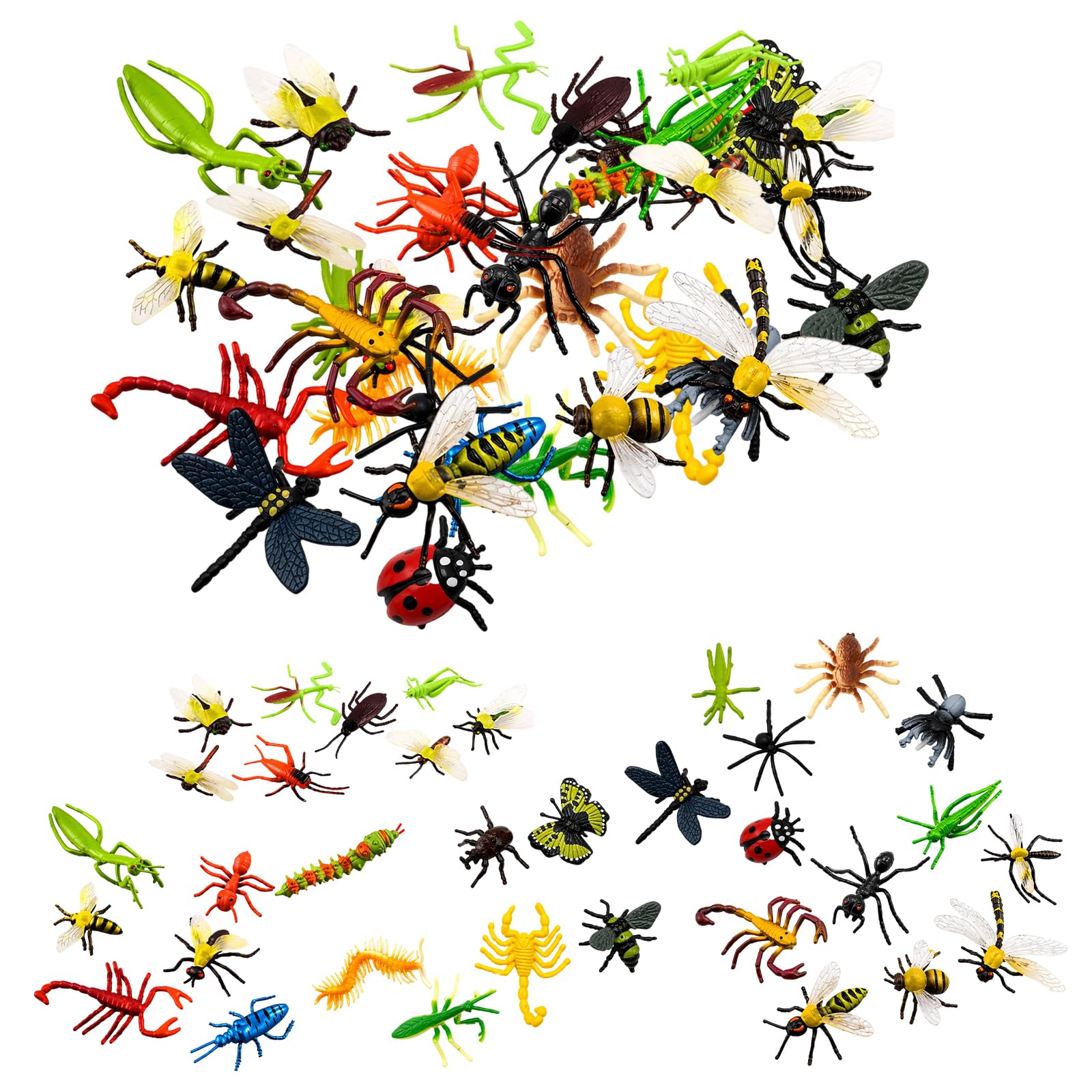 GYTFOG 34 Piece Realistic Insects Toys Set, Realistic Insect Collection with Multiple Species, Educational Bug Toy Set for Halloween Birthday Gifts Party Favors