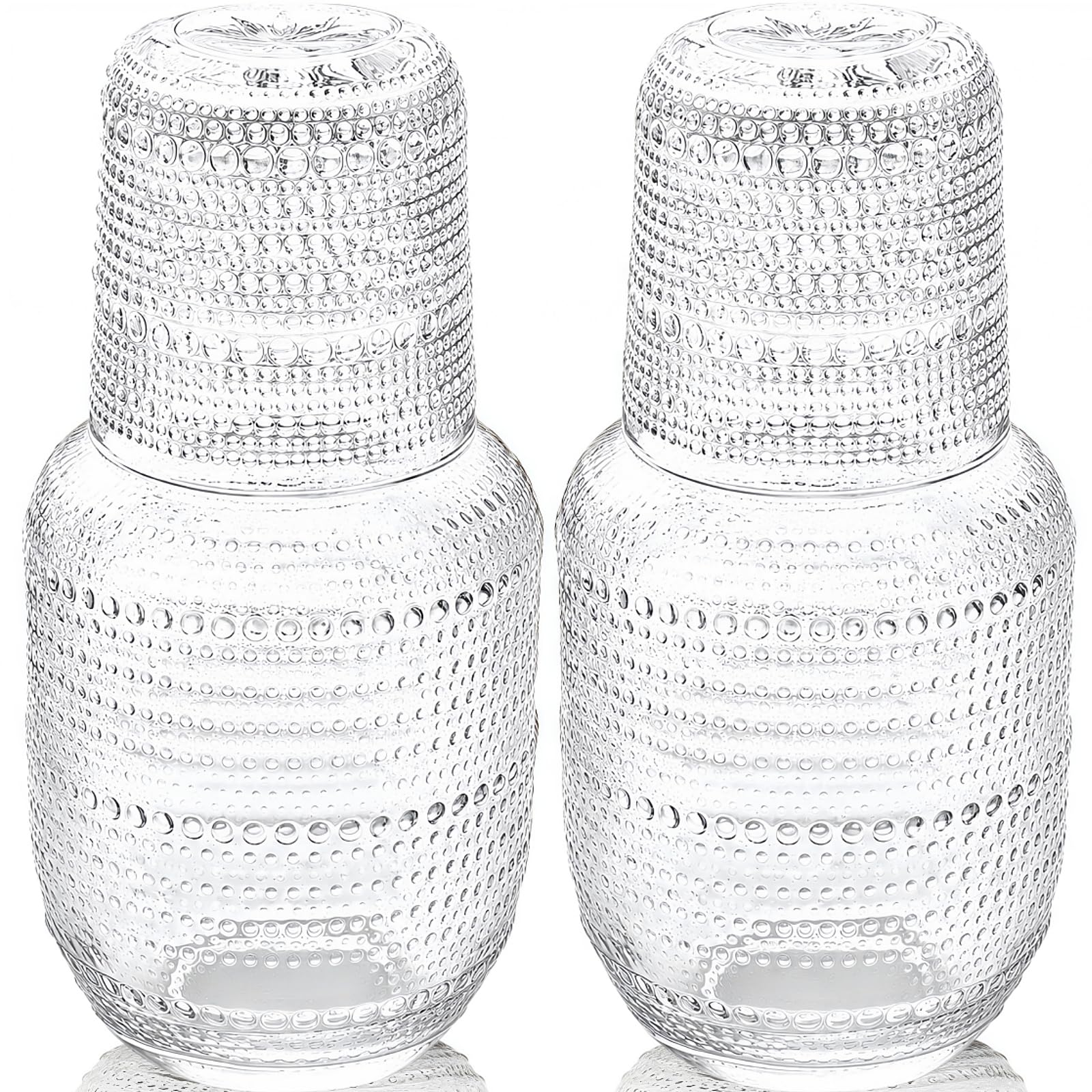 ZOOFOX Set of 2 Vintage Bedside Water Carafe and Glass Set in Clear