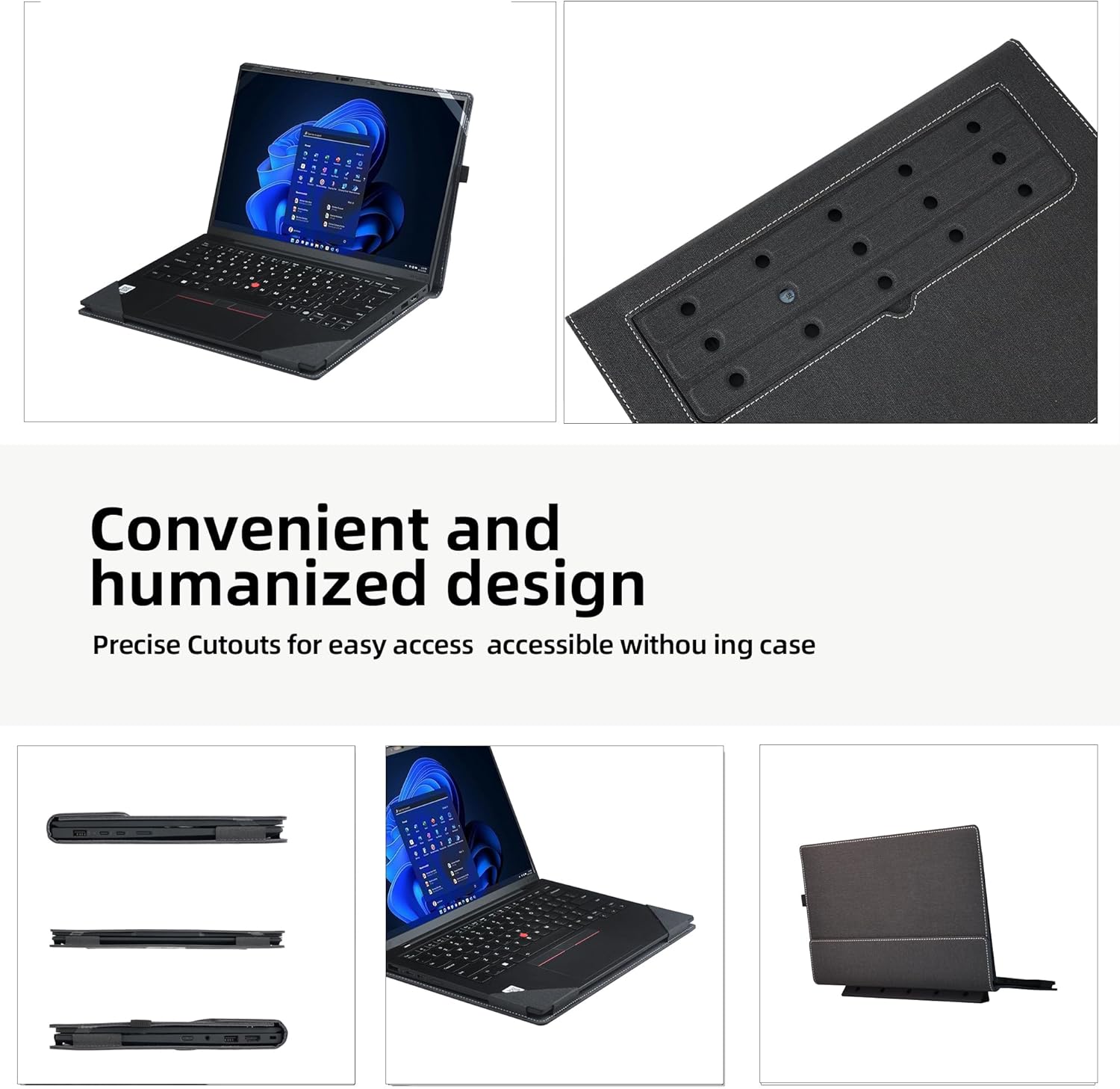 Laptop Cover for Lenovo ThinkPad X1 Carbon Gen 13 Intel(14”) Aura Edition |ThinkPad X1 Carbon Gen 12| X1 2-in-1 Gen9 All-Inclusive 14" PU Leather Inner Pocket Cover Shell (Black)