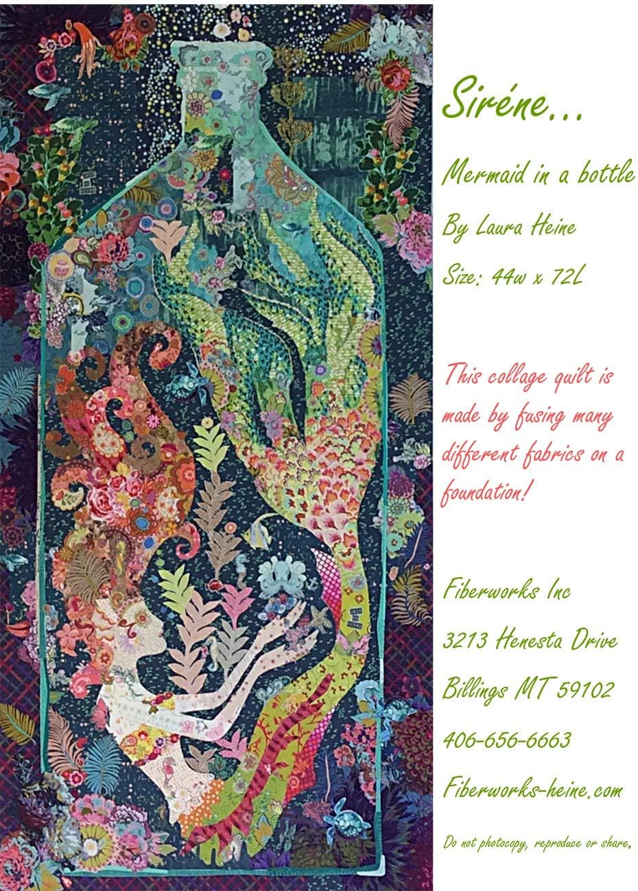 Sirene Mermaid in a Bottle Fiberworks Fused Art Quilt Pattern