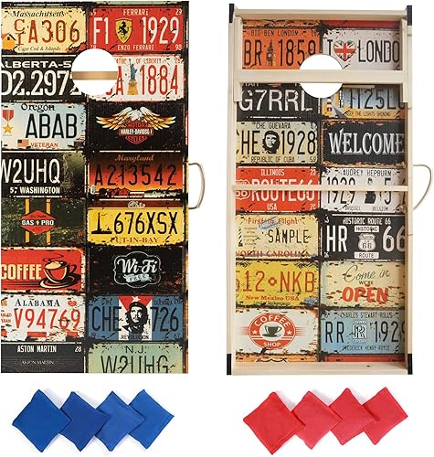 Miniatura 6 de Cornhole Boards Set Regulation Size - 4'x2' Premium Solid Wood Corn Hole Toss Game with 8 Bean Bags,Velcro Design Portable Scratch Resistant Bag