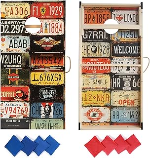 Cornhole Boards Set Regulation Size - 4'x2' Premium Solid Wood Corn Hole Toss Game with 8 Bean Bags