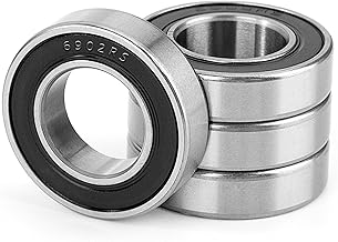 4 Pieces 6902-2RS Ball Bearings 15x28x7mm Chrome Steel and Pre-lubricated, Double Rubber Gasket, 6902RS Rigid Bearing Groove Sealed per attrezzature domestiche, industriali