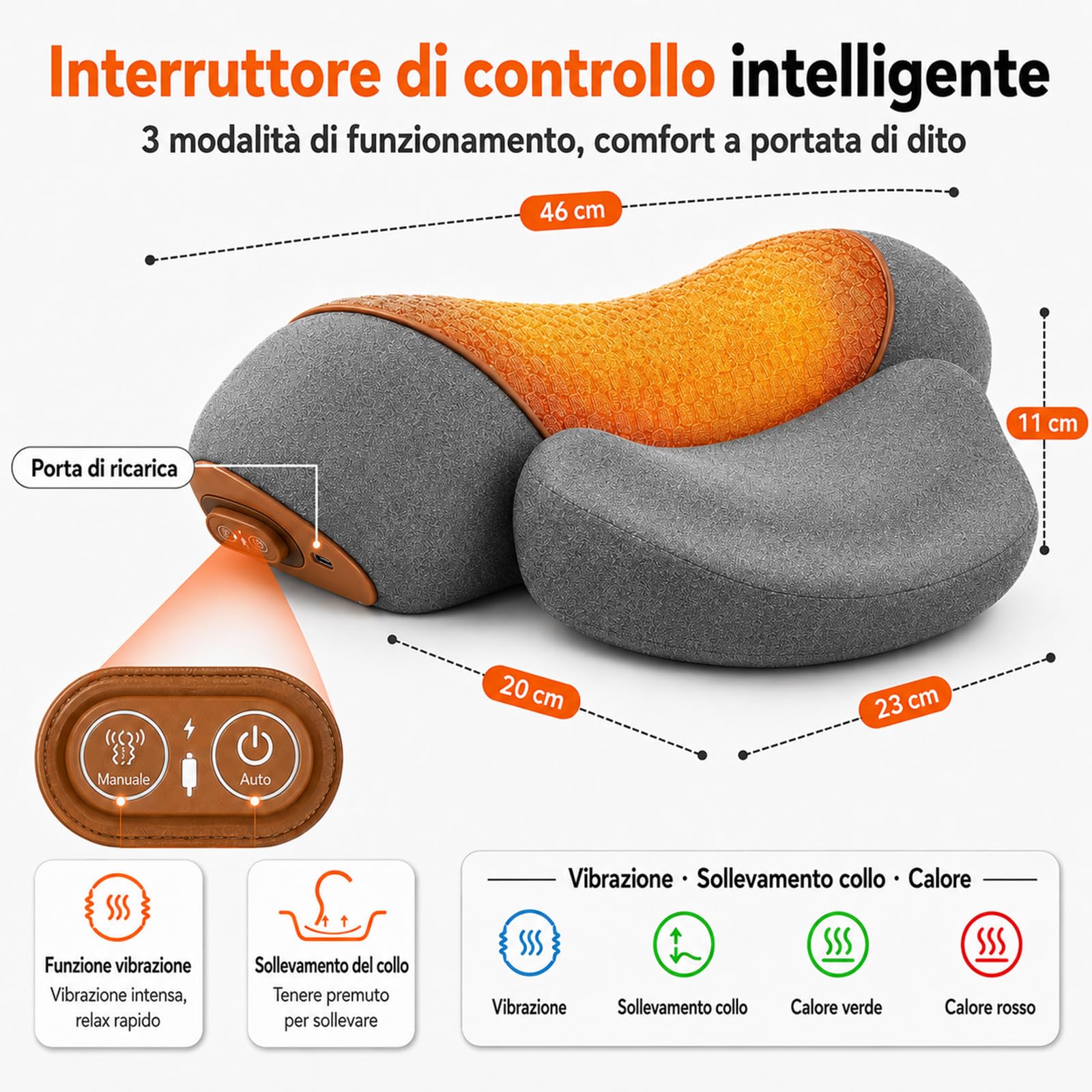 Elitary Reset Cuscino Massaggiante, Elitary Reset Cervicale (Grigio)
