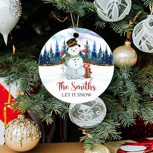 Miniatura 6 de Adorno de Navidad personalizado Let It Snow 2024, adorno de muñeco de nieve de Navidad, regalo de recuerdo para nietos, regalo de muñeco de nieve