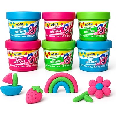 Mr. Bubble Soapy Bath Dough, Three Assorted Colors and Scents, Pack of 6