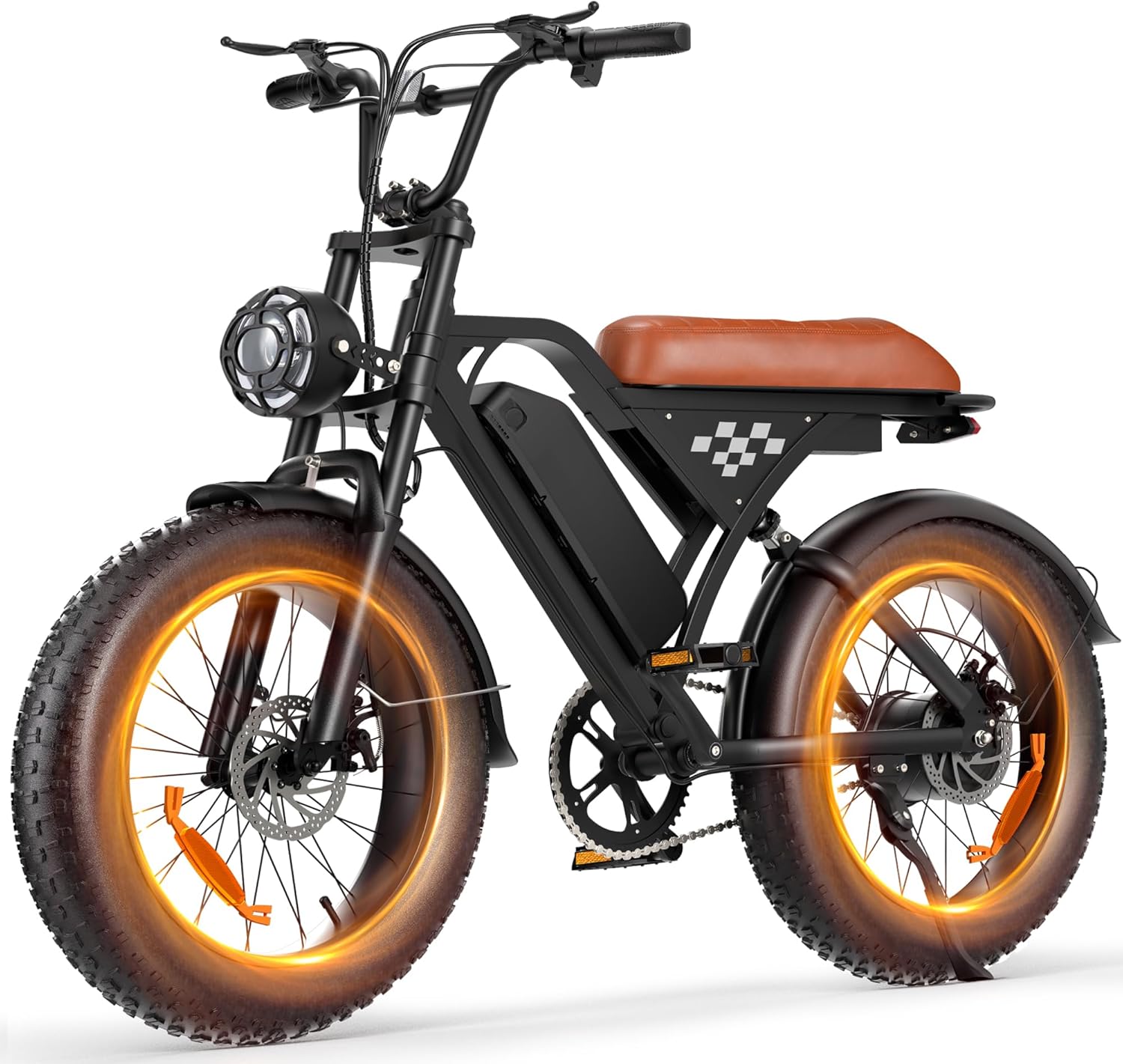 Electric Bike for Adults Teens, 1500/1000W Peak Motor Retro Electric Dirt Bike 55 Miles Pas Range, 20/16" Fat Tire 20MPH Full Suspension Banana Seat Ebikes with Pump, All-Terrain