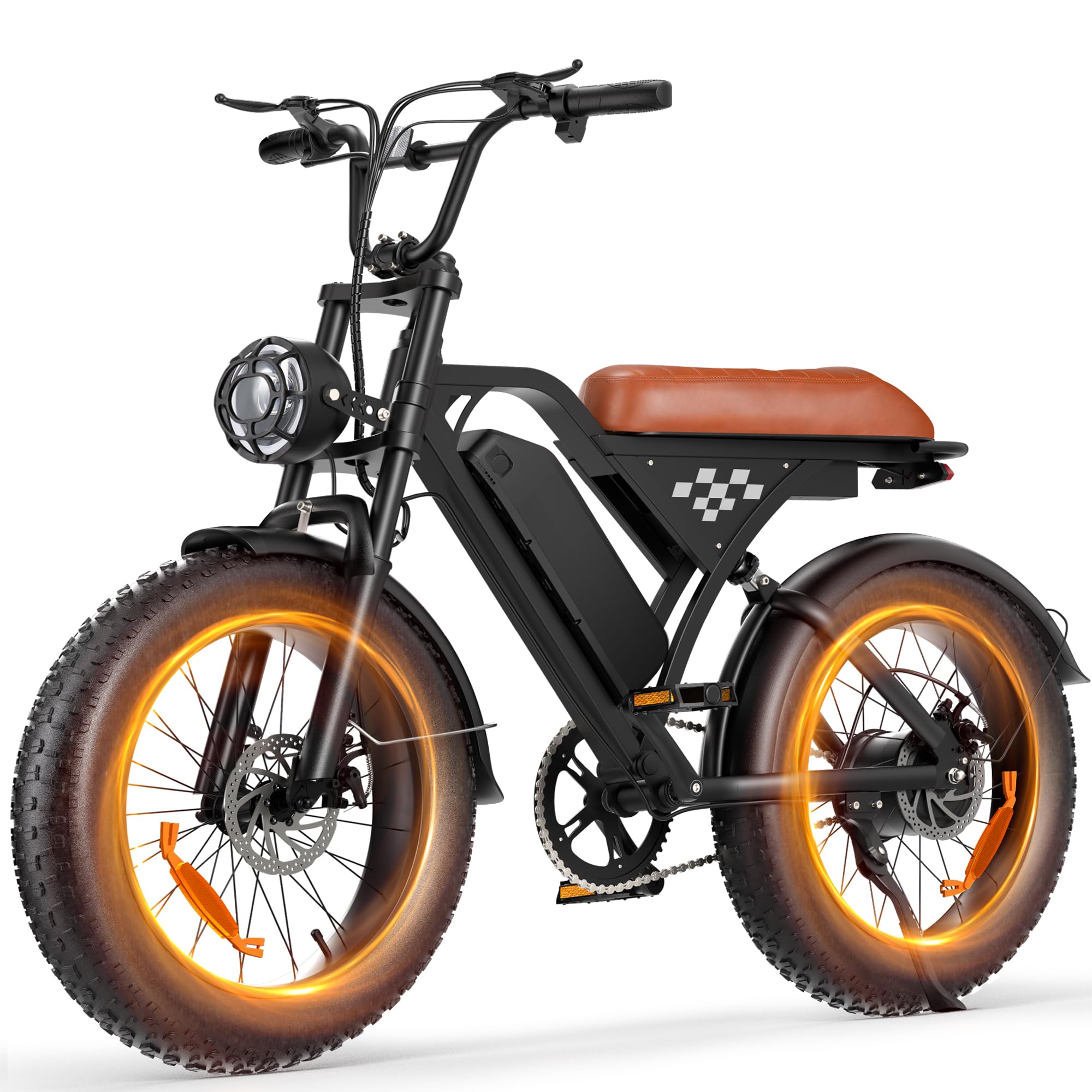 𝟱𝟱 𝗠𝗶𝗹𝗲𝘀 Electric Bike for Adults 1000W 20" Commuting Fat Tire Full Suspension Electric Dirt Bike 374.4Wh Battery 20mph Long Seat Ebike Mountains Off Road UL2849