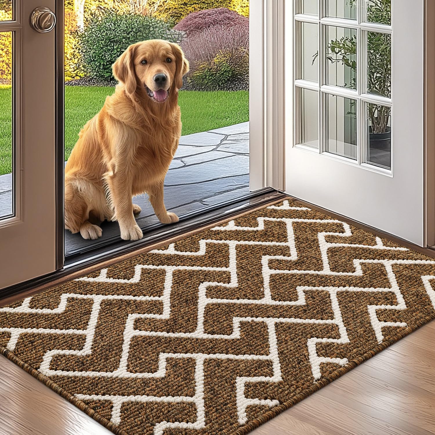 Biscpro Felpudo Entrada Casa, 60 x 90 cm Felpudo Tapete Absorbente Entrada Impermeabley Lavable para Atrapar,Alfombrilla Antideslizante,Exterior,Pasillo, Cocina,Felpudo Lluvia