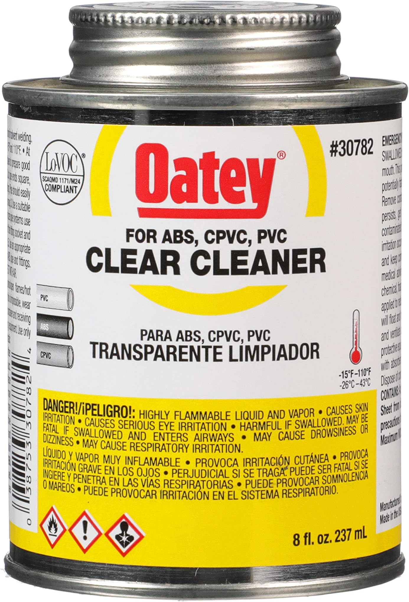 Oatey 30782 Clear Cleaner, 8-Ounce