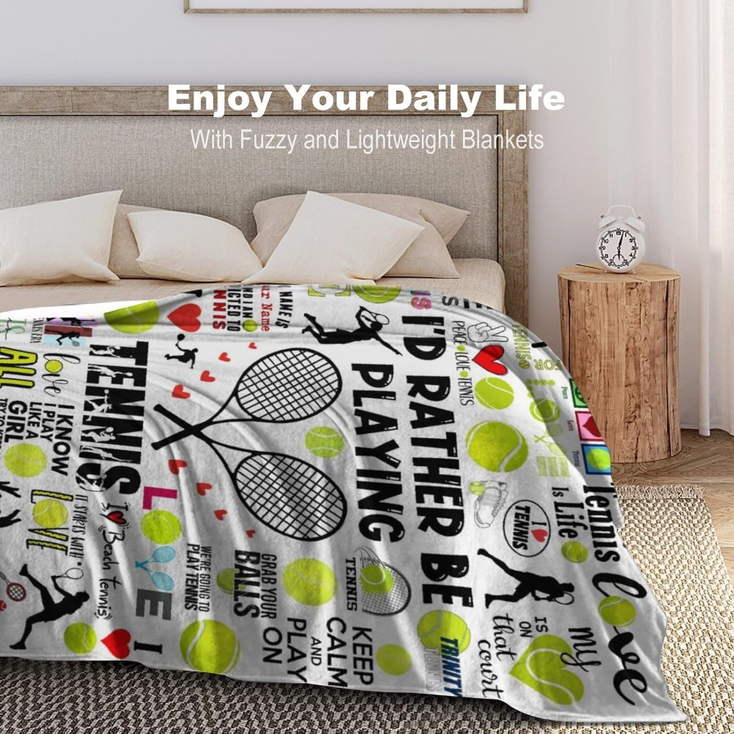Tennis Blanket Soft Cozy Flannel Throw Blankets Bedding Tennis Lovers Merch Gifts for Boys Girls Women Adults Gifts 80"X60"