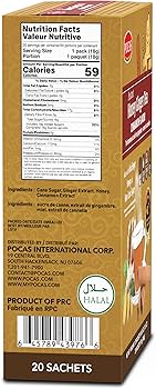 Thé Instantané Au Gingembre Et Miel POCAS - 20 Sachets - Saveur Originale