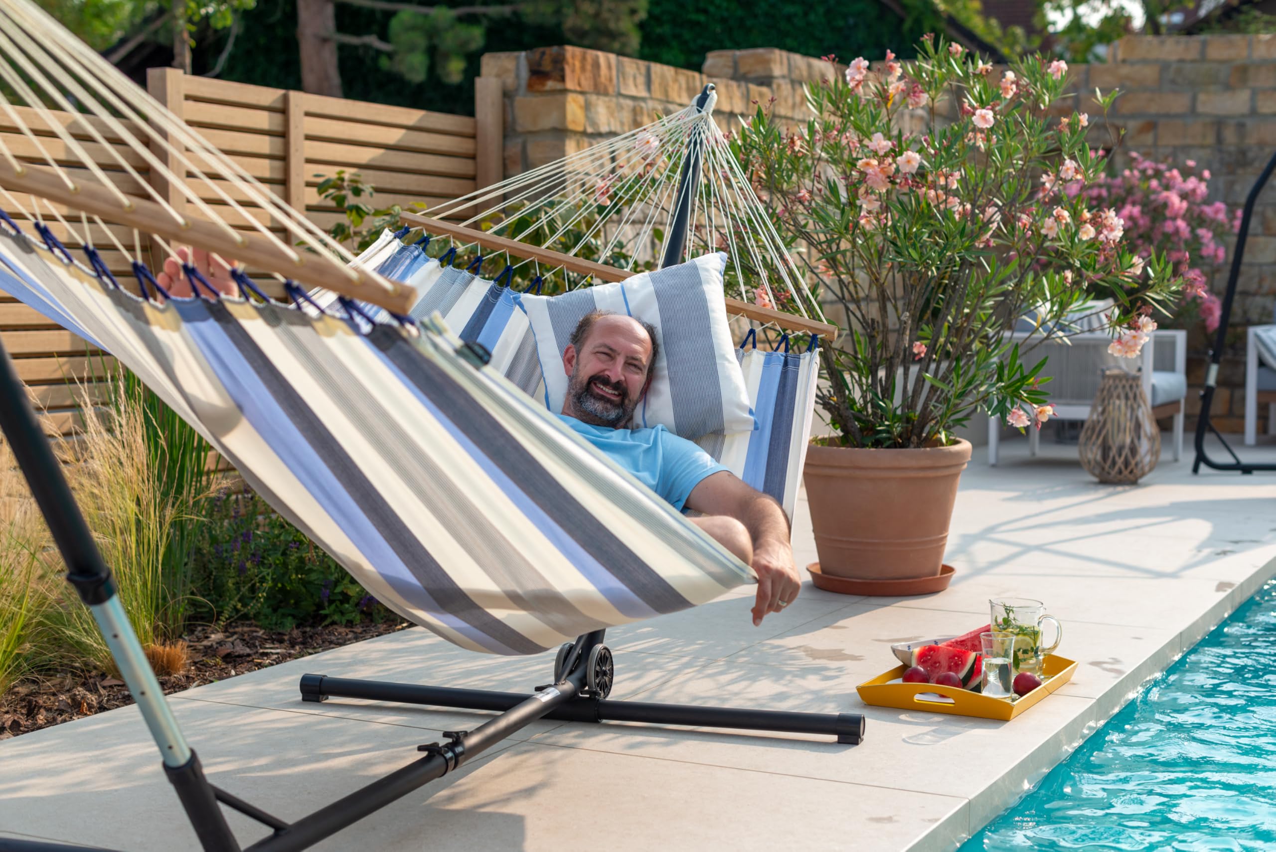 LA SIESTA® - Esterel stelaż hamaka – elastyczny i odporny na warunki atmosferyczne – do wszystkich hamaków od pojedynczego do królewskiego rozmiaru – stelaż, hamak, do użytku na zewnątrz, do użytku