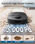 Eufy neuf 2026 Aspirateur robot, C28 Omni, mis à jour depuis eufy X10 pro Omni, HydroJet Un rouleau auto-nettoyant, 15,000Pa Aspiration, All-in-1 Station, Sans angle, Lave-linge et séchage automatiques, AI Évitement des obstacles