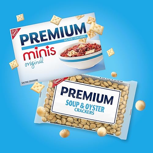 Miniatura 4 de Premium Paquete variado de galletas saladas, 2 mini y 2 galletas de sopa y ostras, aperitivos para el almuerzo, aperitivos a granel, 4 paquetes
