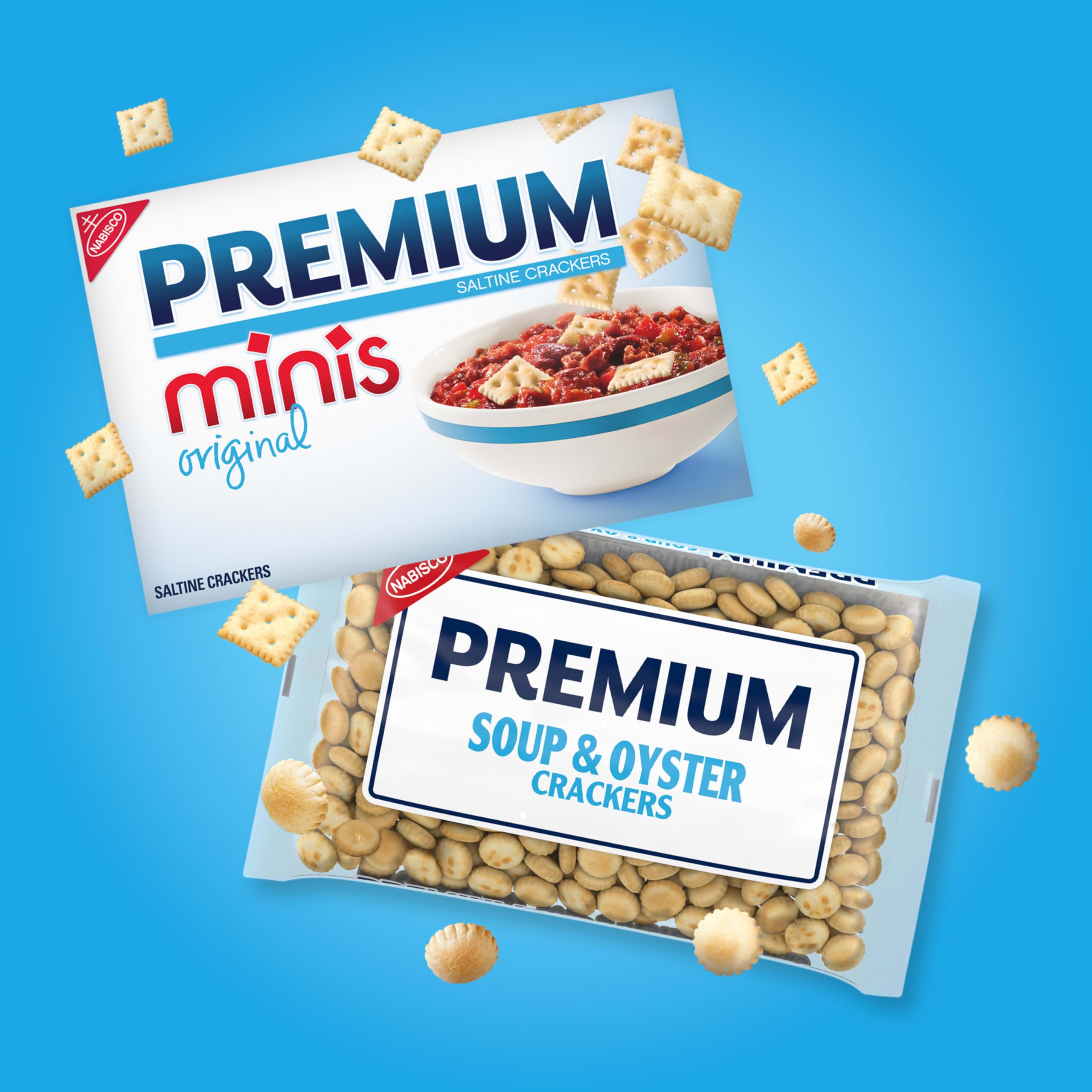 Premium Crackers Variety Pack, Soup & Oyster Crackers, 2 Bags and Premium Minis Original Saltine Crackers, 2 Boxes