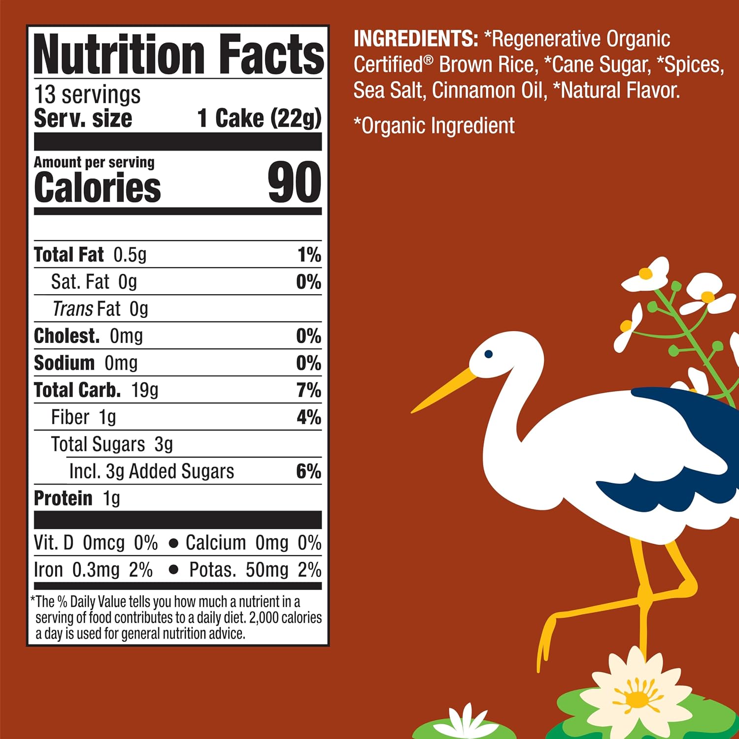 Lundberg Rice Cakes, Organic Cinnamon Toast, 6-Pack – Regenerative Organic Certified Rice Cakes, Healthy Snacks, Gluten-Free & Vegan, 9.5 Oz Ea