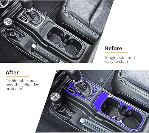 Miniatura 4 de Hoolcar Funda para palanca de cambios y portavasos de agua delantero para Jeep Wrangler JL JLU 2018-2021, color morado