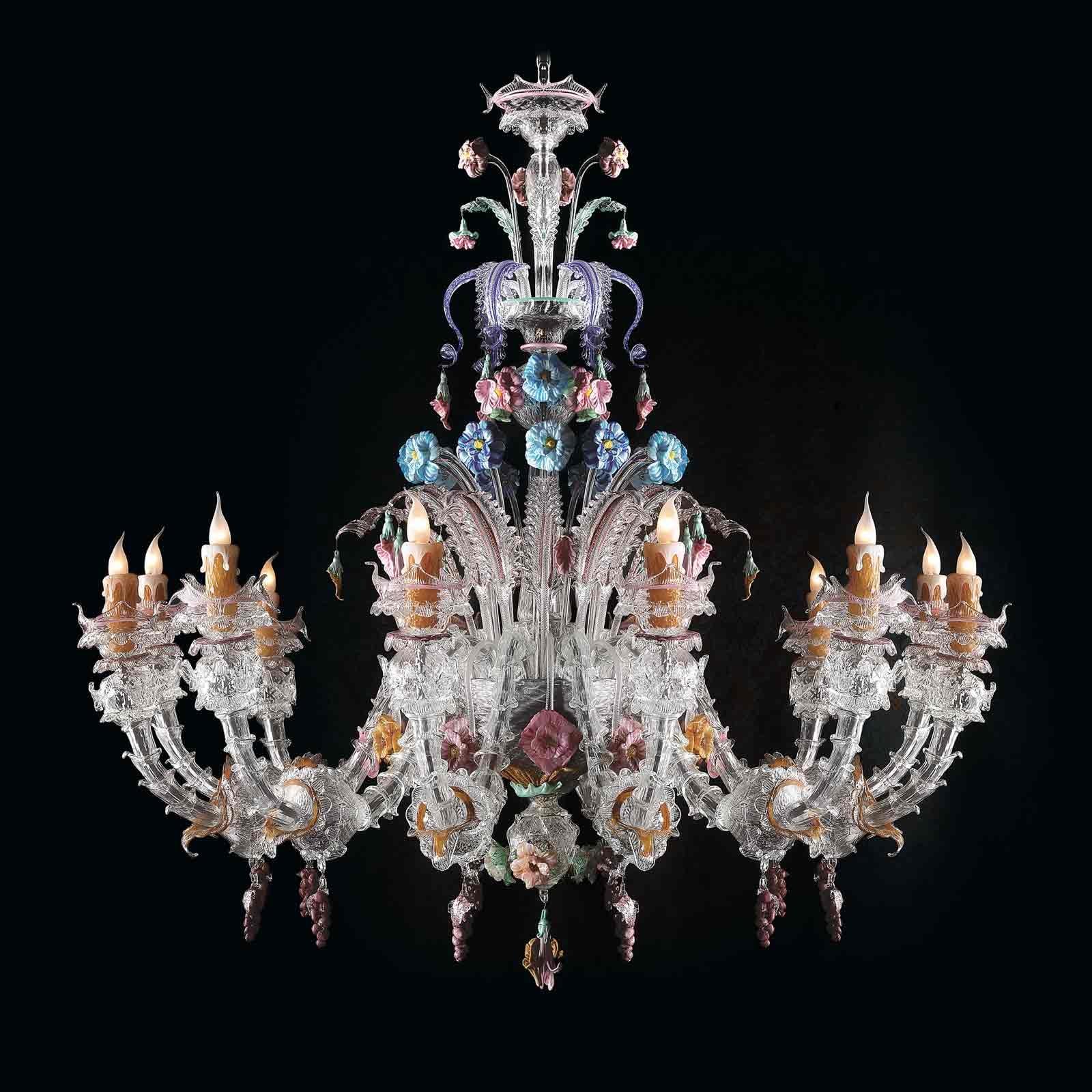 Il Paralume Marina Murano Glass Chandelier Carola in Nickel Handmade in Italy Luster Classic Lamp E14