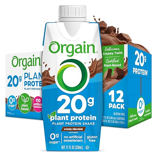 Orgain Vegan Protein Shake, Creamy Chocolate - 20g Plant Based Protein, Meal Replacement with Organic Ingredients, Gluten Free, Dairy Free, Soy Free, 11 Fl Oz (Pack of 12)