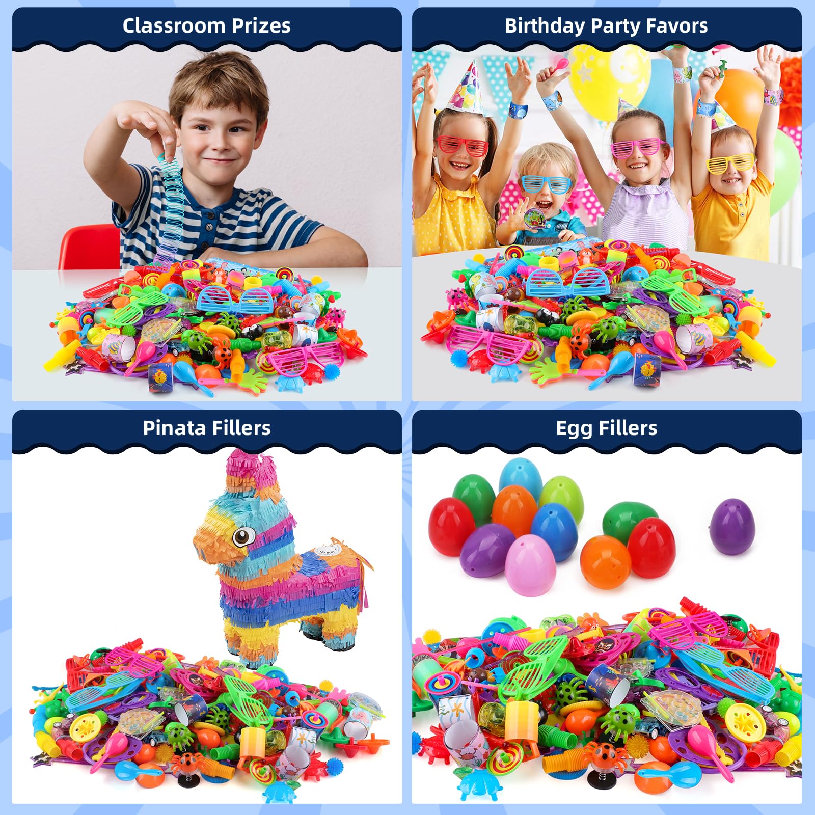 nicknack Relleno Piñatas Infantil, 200 Piezas Juguetes de Fiesta a Granel para Niños, Rellenar Bolsas de Piñatas, Premios De Clase para Niños Niñas