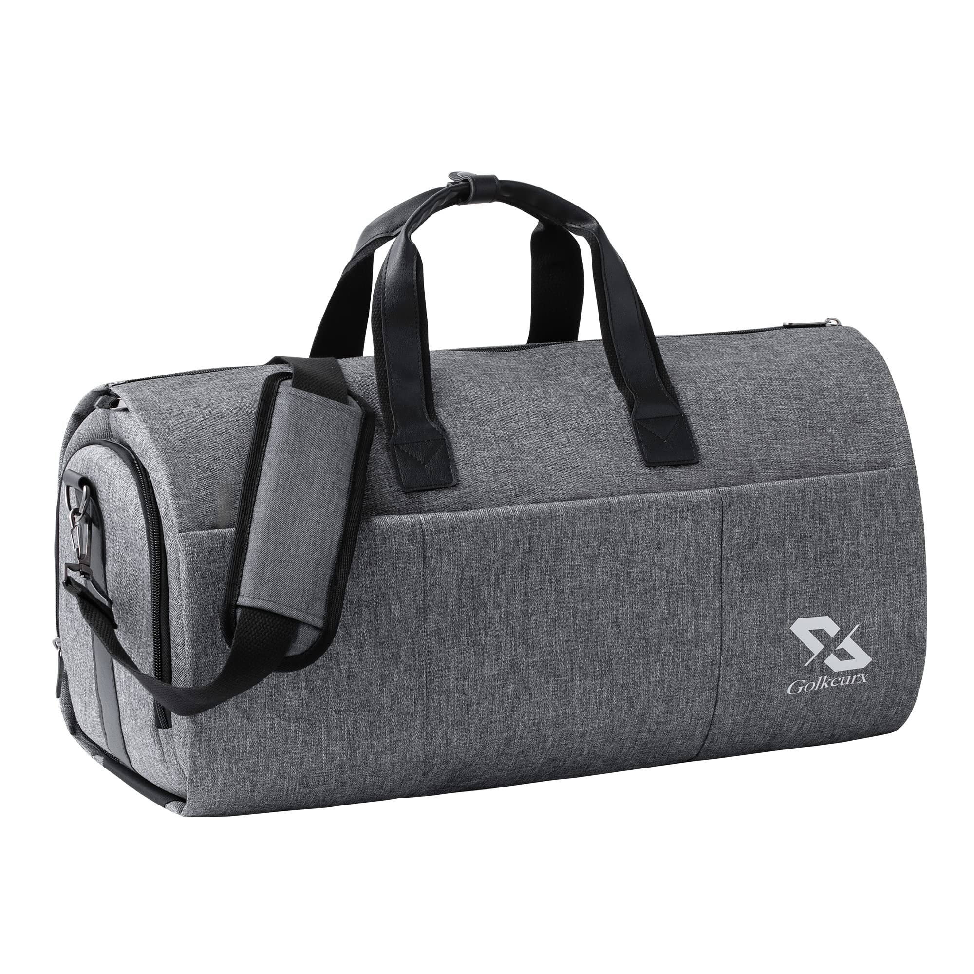 Golkcurx Convertible Garment Bag for travel Carry on Garment Duffle Bag with Shoe Compartment Detachable Shoulder Strap -