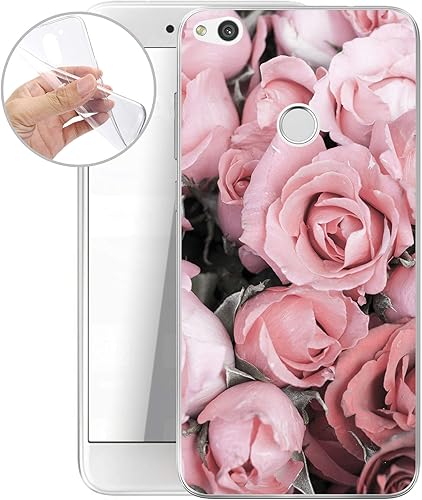 Finoo  Huawei Lite 2017 Weiche Flexible lizensierte Silikon-Handy-HA lle Transparente TPU Cover Schale mit Blumen Motiv Tasche Case mit Ultra Slim Rundum-Schutz Blumen Full