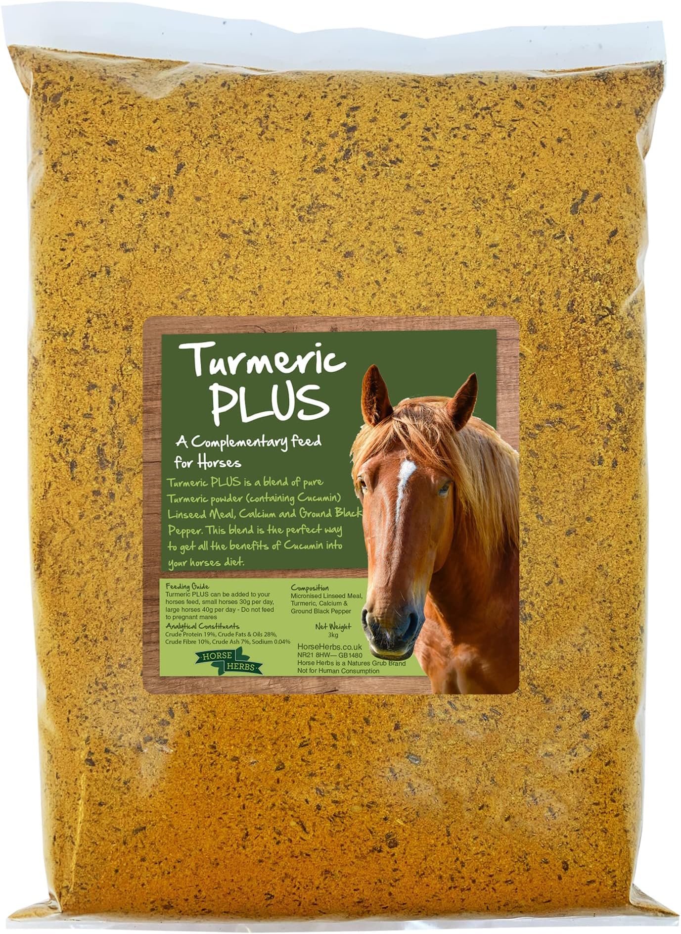 Turmeric PLUS 3kg Bag | 100% Natural Feed Supplement for Horses & Ponies, Black Pepper, Micronised Linseed, Equine Care