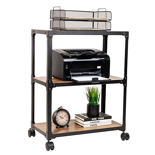 Mind Reader Multipurpose Rolling Cart with 3 Tiers, Mobile Office
